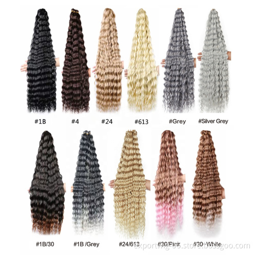 30 Inch Soft Long Water Wave Crochet Hair Afro Marely Kinky Synthetic Braiding Hair Natural Wavy Ombre Blonde Hair Extensions